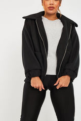Black Zip Front Side Pocket Shacket - Lima-Shacket