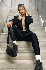 Black Zip Front Side Pocket Shacket - Lima-Shacket