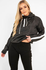 Black Zip Front Windbreaker Jacket - Terah-Jackets