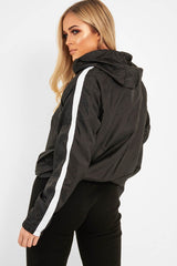 Black Zip Front Windbreaker Jacket - Terah-Jackets