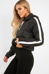 Black Zip Front Windbreaker Jacket - Terah-Jackets