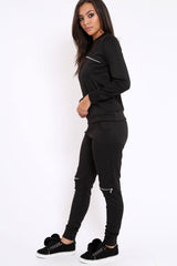 Black Zip Loungewear Set - Kelly-Loungewear