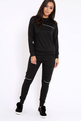 Black Zip Loungewear Set - Kelly-Loungewear