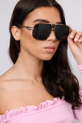 Black and Copper Aviator Style Sunglasses - Rettie-Sunglasses