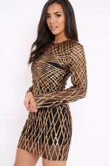 Black and Gold Sequin Bodycon Dress - Lexy-Dresses