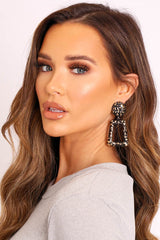 Black and Gold Square Earrings - Asha-Jewellery