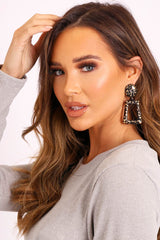 Black and Gold Square Earrings - Asha-Jewellery