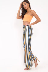 Black and Mustard Stripe Ribbed Flares - Chessa-Trousers