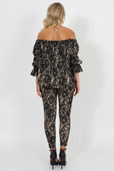 Black and Nude Lace Two Piece - Nicole-Co-ords