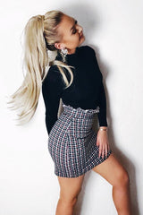 Black and Red Check Ruffle Hem Mini Skirt - Flyn-Skirts