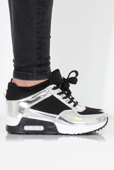 Black and Silver Trainers - Leah-Trainers