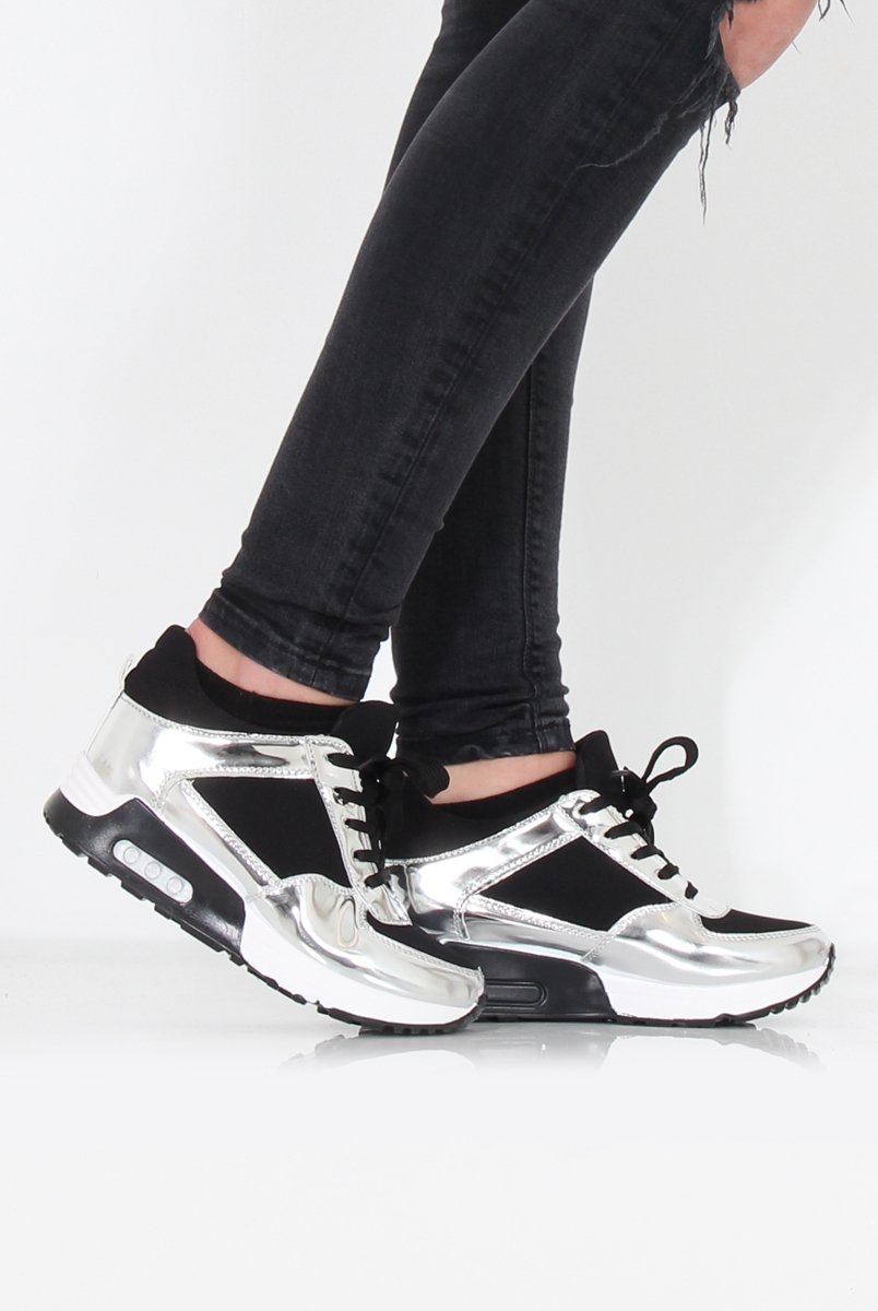 Black and Silver Trainers - Leah-Trainers