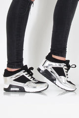 Black and Silver Trainers - Leah-Trainers