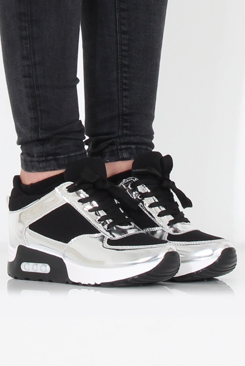 Black and Silver Trainers - Leah-Trainers