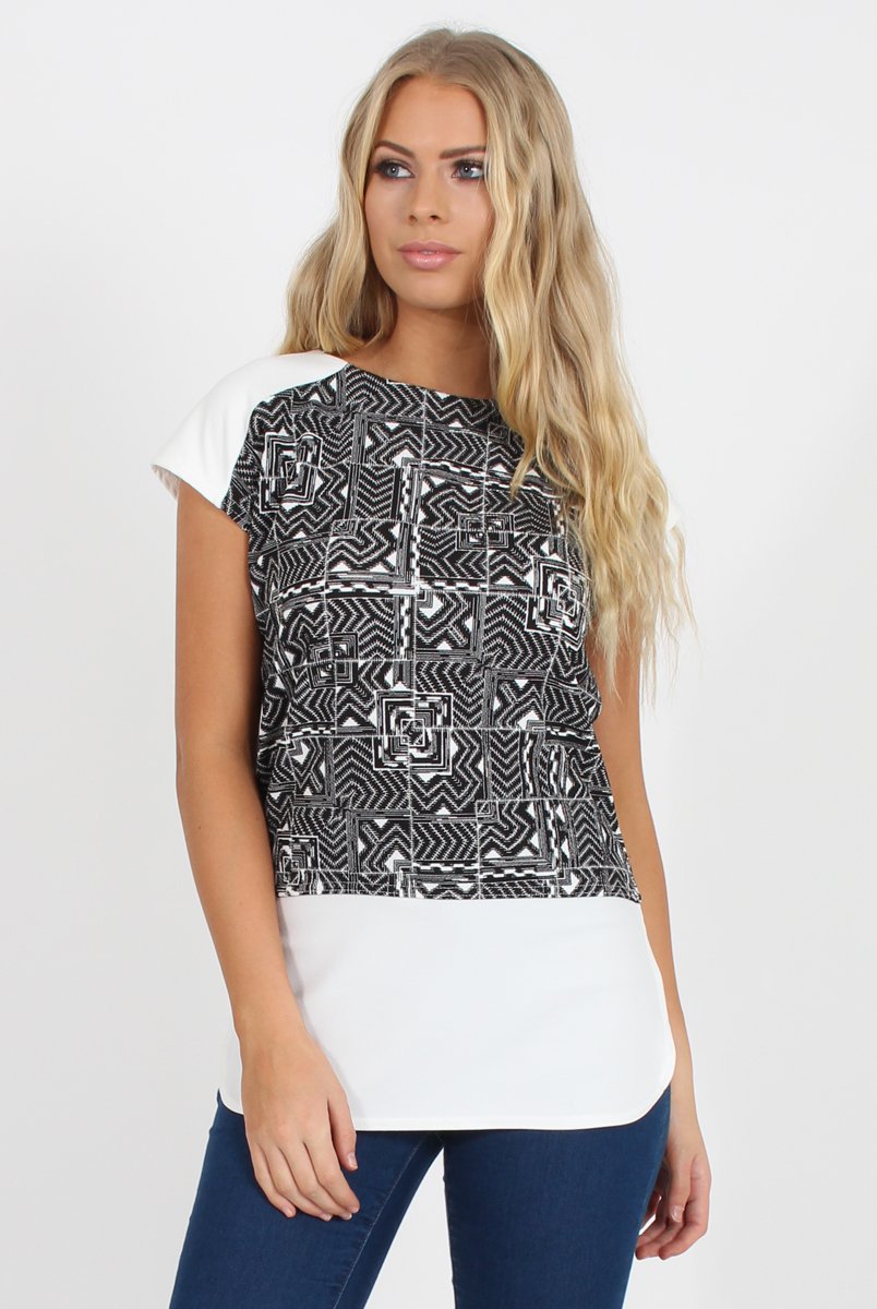 Black and White Aztec Tee - Jayla-T-shirt