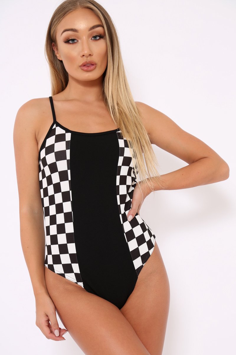 Black and White Checker board Bodysuit - Massie-Bodysuits