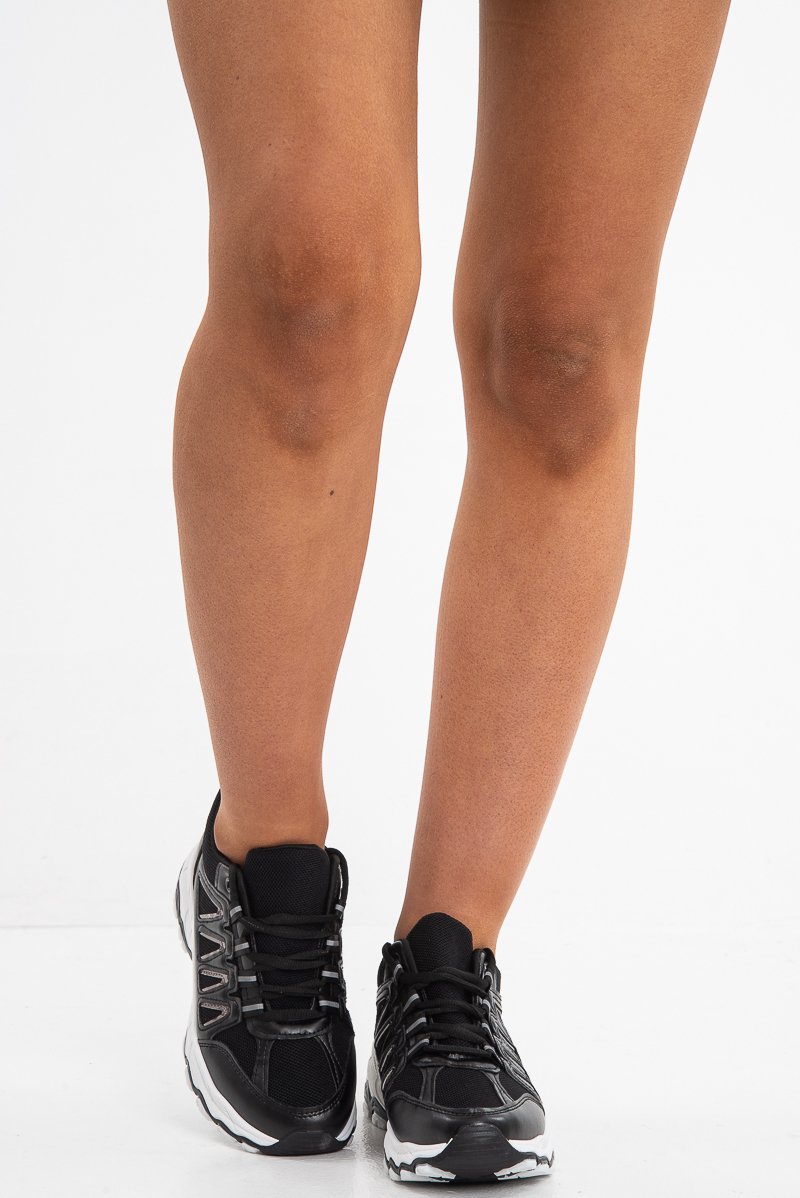 Black and White Chunky Trainers - Yasmine-Trainers