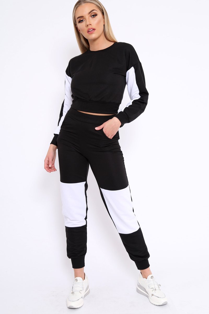 Black and White Colour Block Loungewear Set - Elody-Loungewear