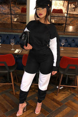 Black and White Colour Block Loungewear Set - Elody-Loungewear