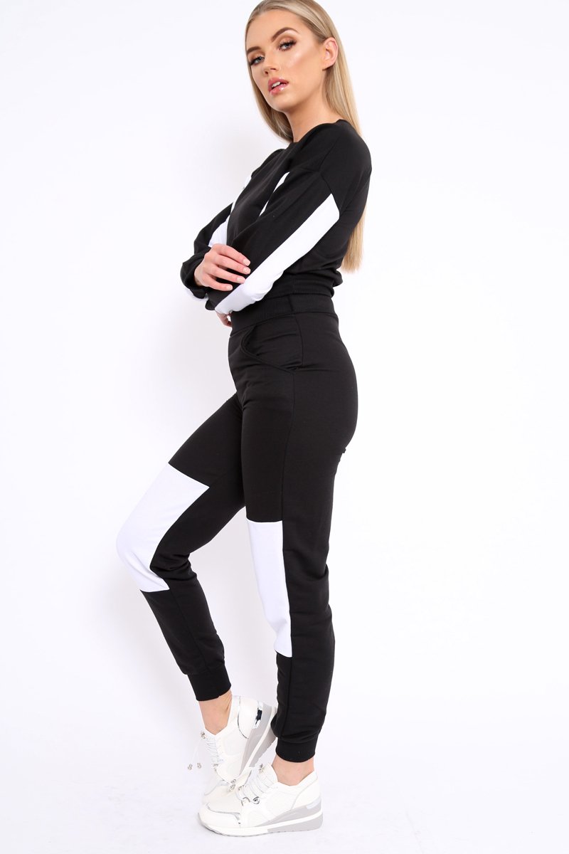 Black and White Colour Block Loungewear Set - Elody-Loungewear