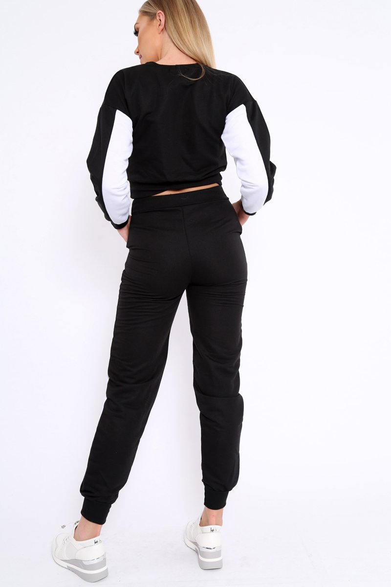 Black and White Colour Block Loungewear Set - Elody-Loungewear