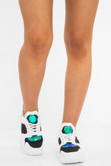 Black and White Contrast Trainers with Iridescent Detail - Lolli-Trainers