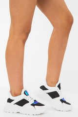 Black and White Contrast Trainers with Iridescent Detail - Lolli-Trainers