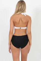 Black and White Cut Out Keyhole Swimsuit - Farah-Dresses