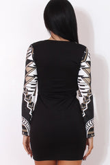 Black and White Patterned Dress-Goldie-Dresses