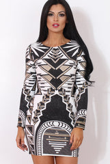 Black and White Patterned Dress-Goldie-Dresses