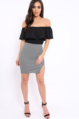 Black and White Print Bodycon Skirt - Marcie-Skirts