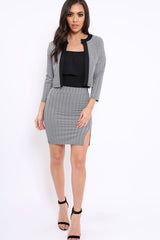 Black and White Print Cropped Jacket - Marilyn-Jackets