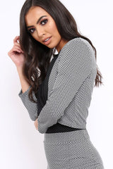 Black and White Print Cropped Jacket - Marilyn-Jackets