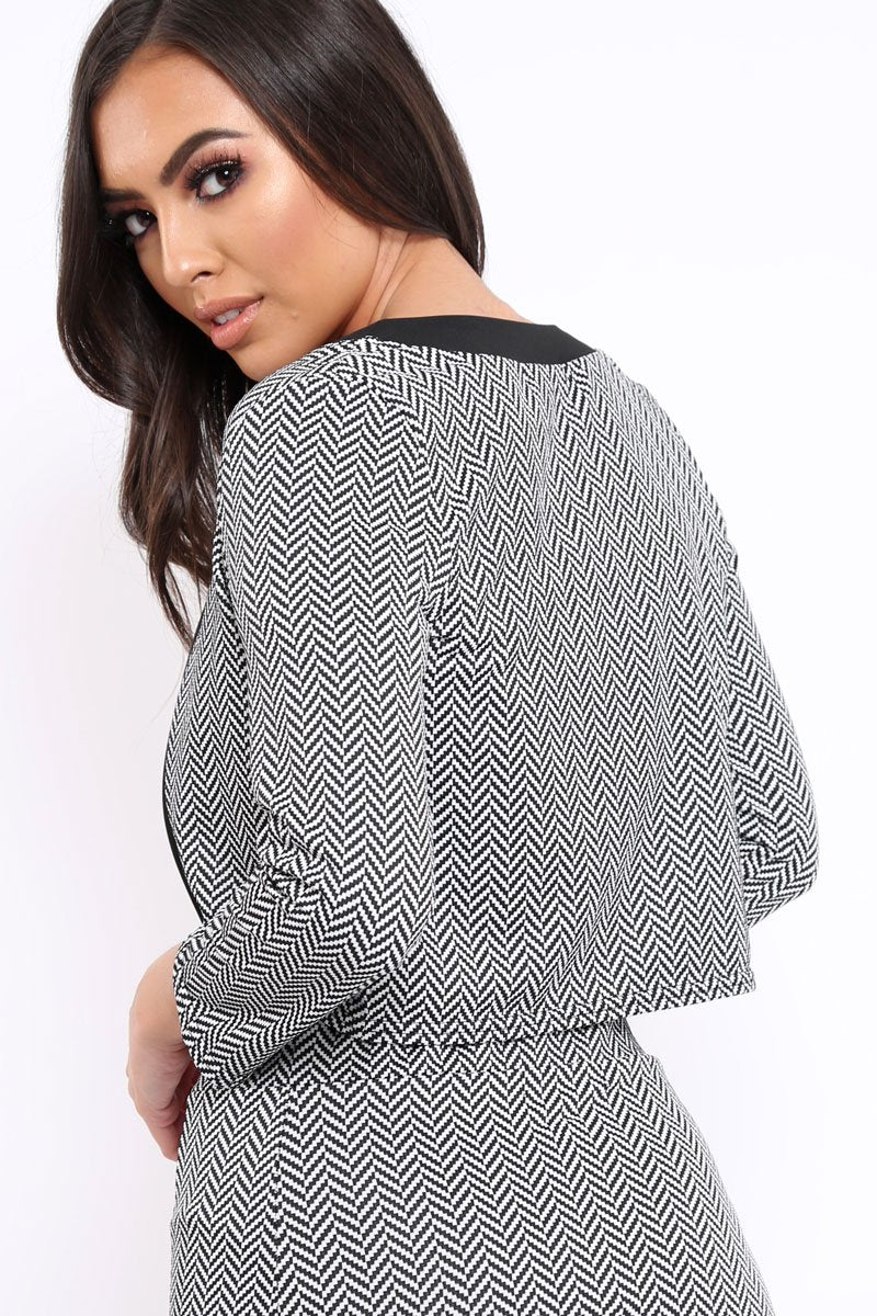 Black and White Print Cropped Jacket - Marilyn-Jackets
