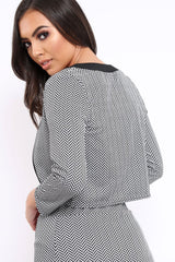 Black and White Print Cropped Jacket - Marilyn-Jackets