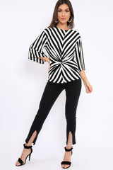 Black and White Stripe Knot Top - Toree-Tops
