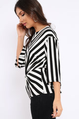 Black and White Stripe Knot Top - Toree-Tops