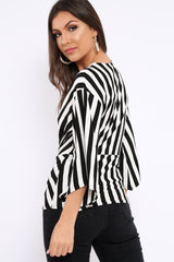 Black and White Stripe Knot Top - Toree-Tops