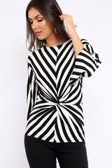 Black and White Stripe Knot Top - Toree-Tops