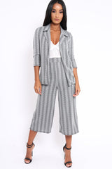 Black and White Striped Blazer - Ivonna-Jackets