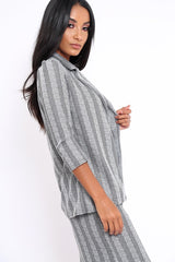 Black and White Striped Blazer - Ivonna-Jackets