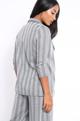 Black and White Striped Blazer - Ivonna-Jackets
