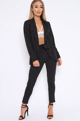 Black and White Striped Blazer - Wendi-Jackets