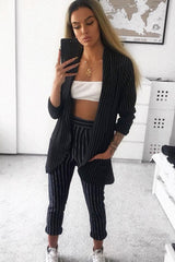 Black and White Striped Blazer - Wendi-Jackets