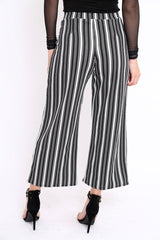 Black and White Striped Cropped Trousers - Daphni-Trousers