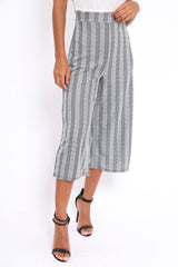 Black and White Striped Culottes - Ivonna-Trousers