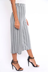 Black and White Striped Culottes - Ivonna-Trousers