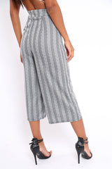 Black and White Striped Culottes - Ivonna-Trousers