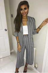 Black and White Striped Culottes - Ivonna-Trousers