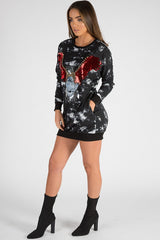 Black and White Tie Dye Eagle Jumper Dress - Maria-Jumper